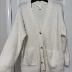 H&M Cream Button-Up Cardigan